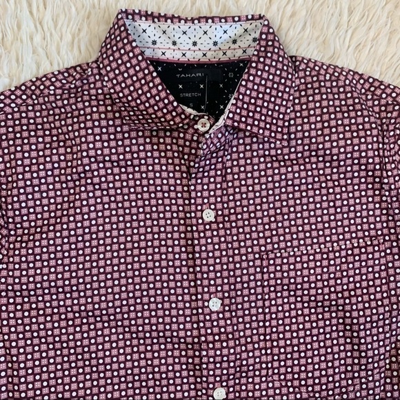 Tahari Mens Premium Stretch Fabric Fine Cotton Button Down Short Sleeve Shirt - Picture 5 of 7